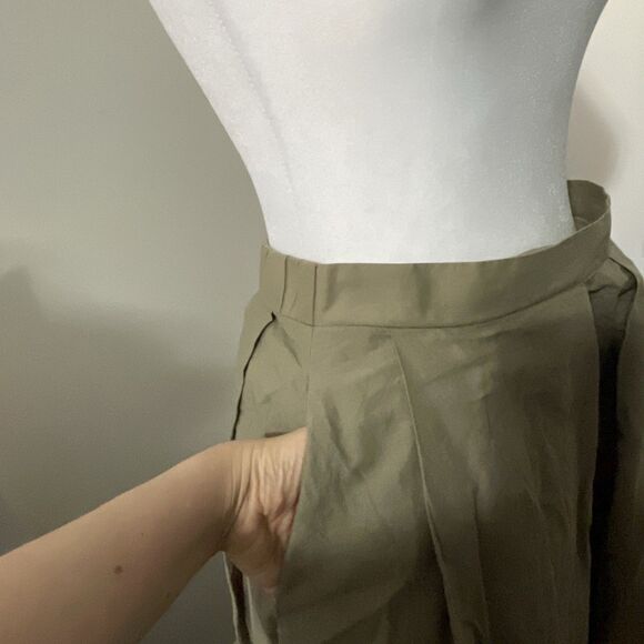 DKNY Womens Green Pleated Cotton Skirt With Side Pockets Size Small - Picture 5 of 11